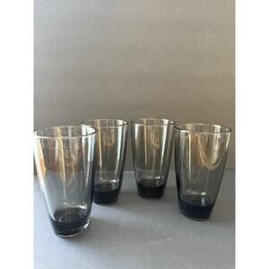 Vintage Libbey Smoke Gray Heavy Bottom Cocktail Tumbler Glasses Set (4) Barware